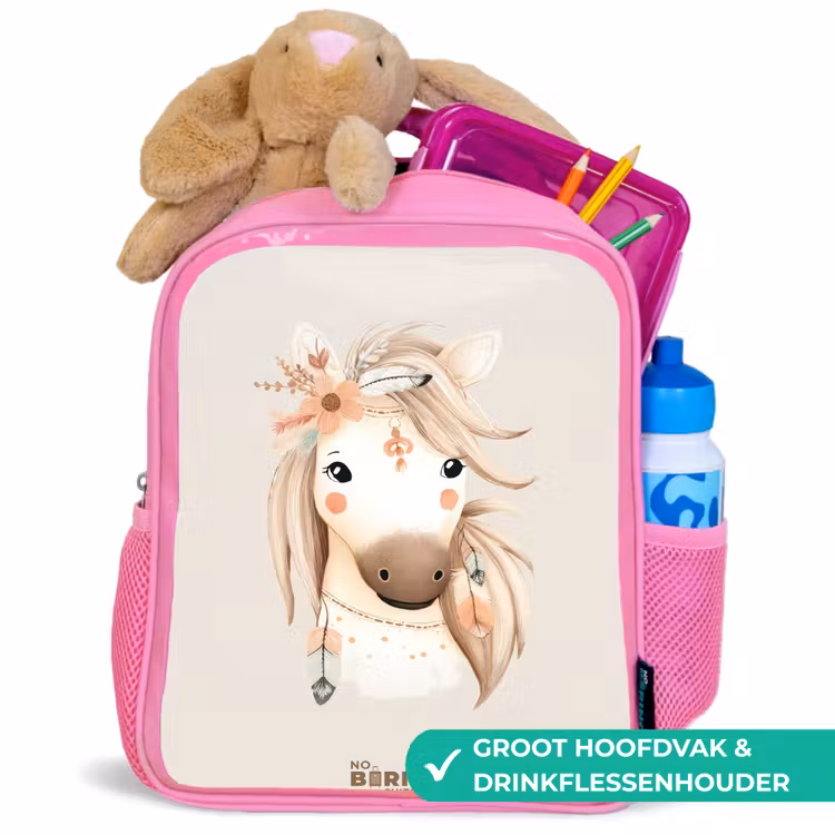 Kinderrugzak - Roze - Bohemian paard in pastel kleuren β 2