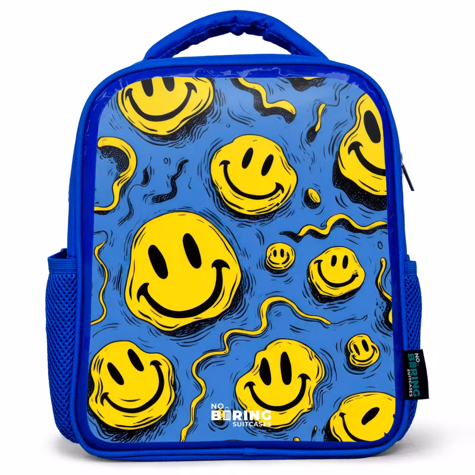 Kinderrugzak met naam - Blauw - Smiley - Blauw - Geel — 1