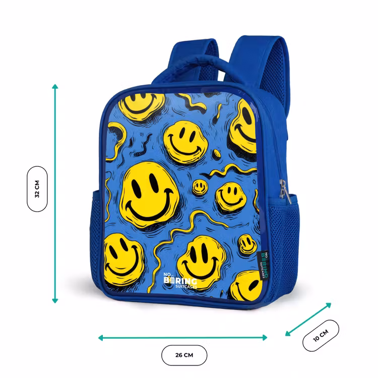 Kinderrugzak met naam - Blauw - Smiley - Blauw - Geel — 6