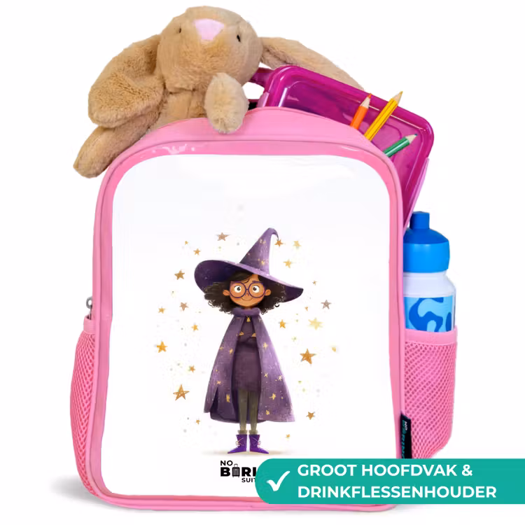 Kinderrugzak met naam - Roze - De paarse tovenaarsmantel — 2