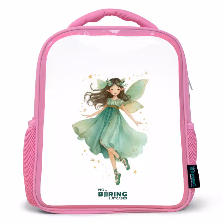 Kinderrugzak met naam - Roze - Zwevende groene elf — 1
