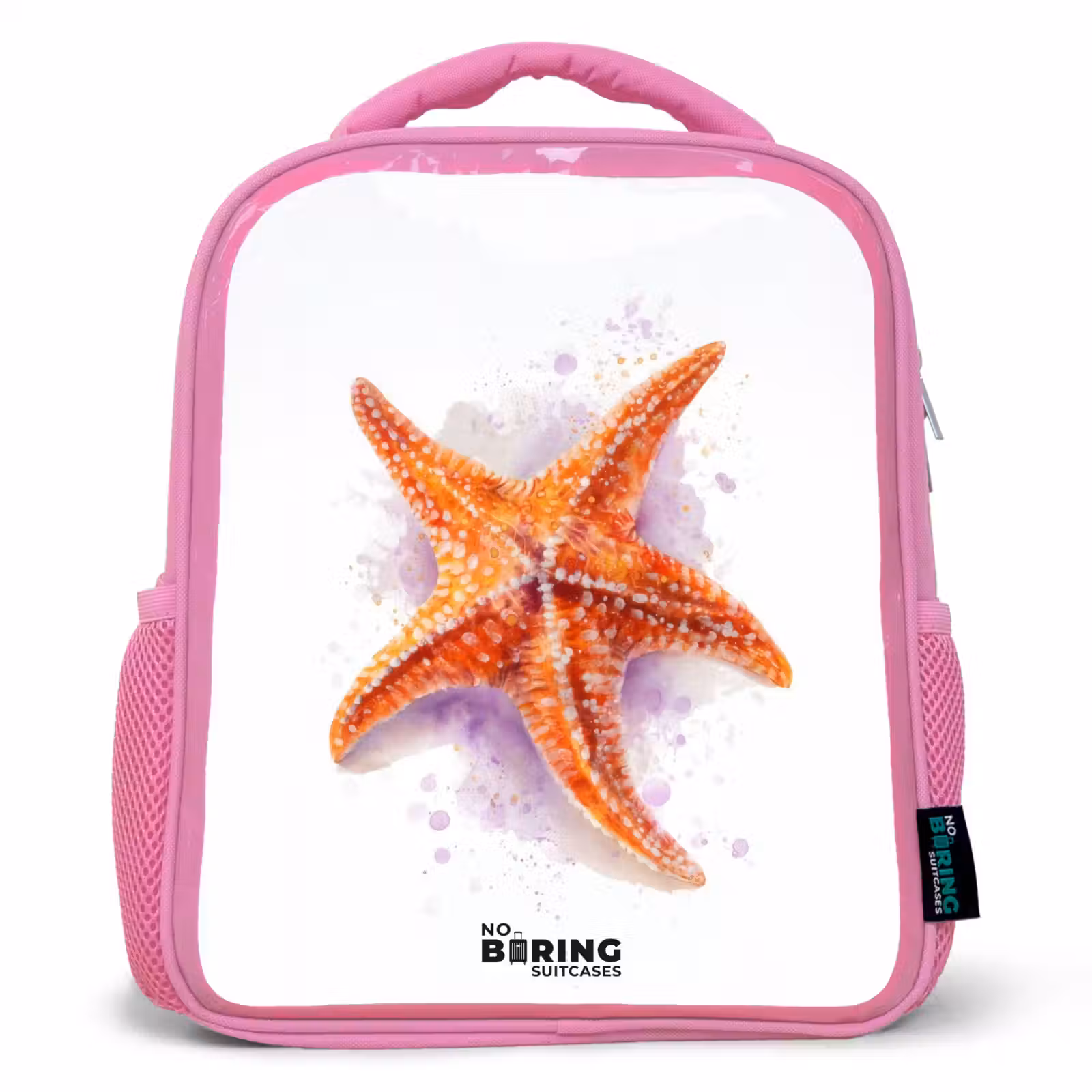 Kinderrugzak met naam - Roze - Oranje Zeester Illustratie — 1