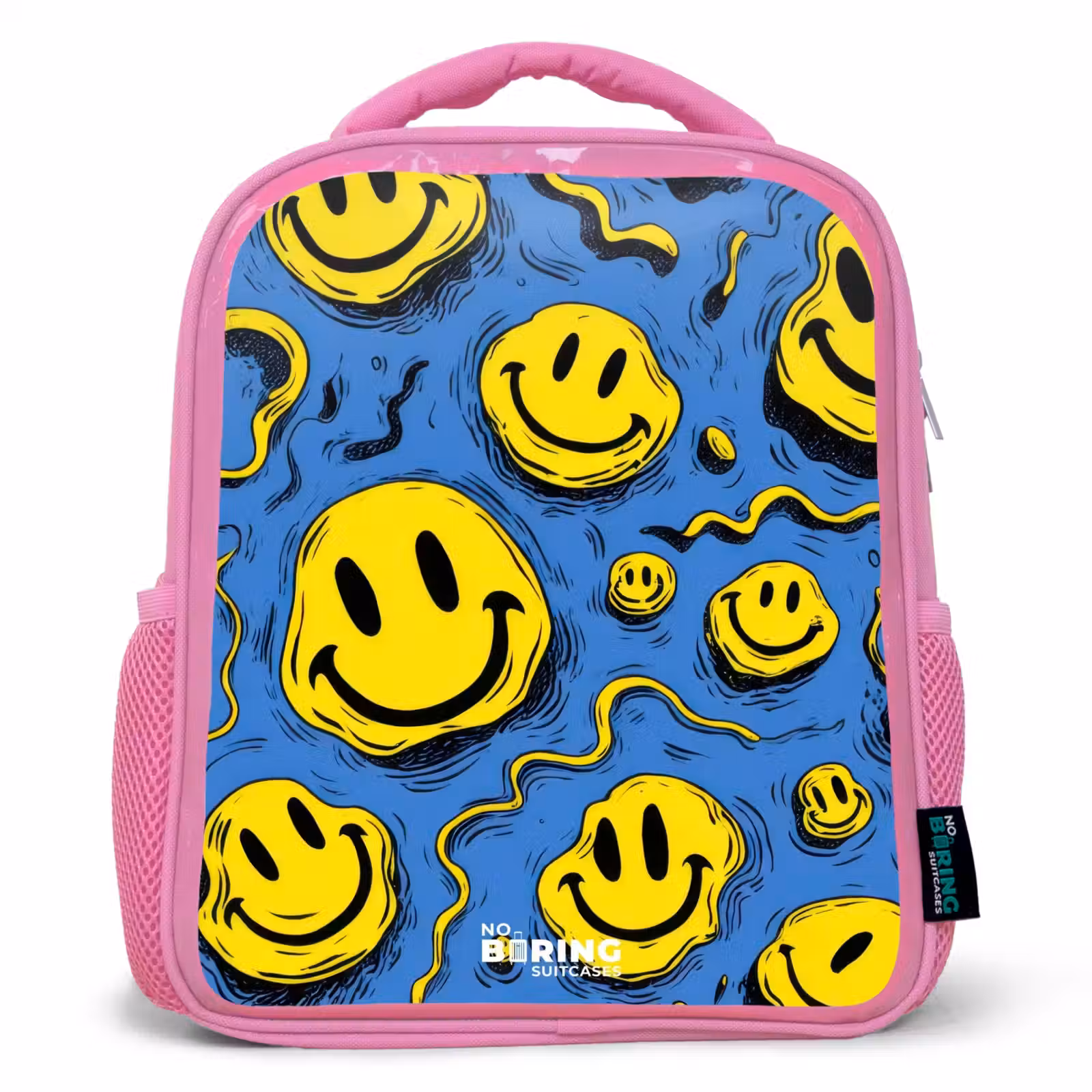 Kinderrugzak met naam - Roze - Smiley - Blauw - Geel — 1