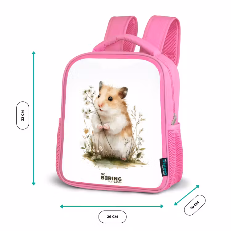 Kinderrugzak met naam - Roze - Dier - Natuur - Hamster — 3