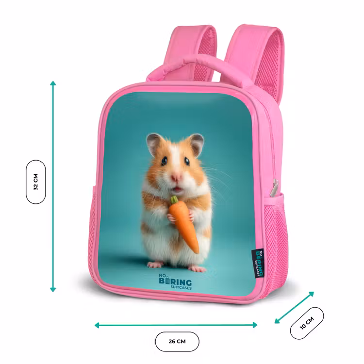 Kinderrugzak met naam - Roze - Hamster - Wortel - Dier — 3