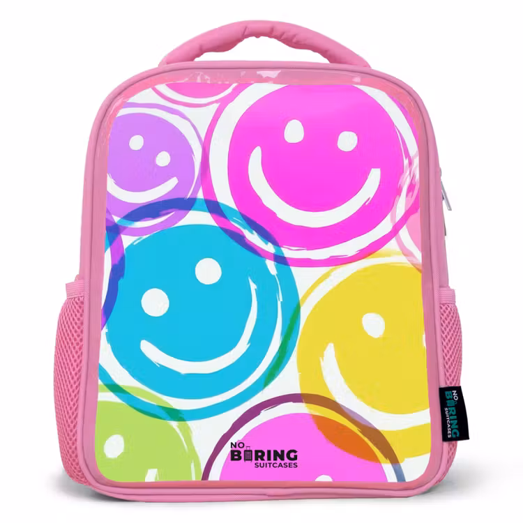 Kinderrugzak met naam - Roze - Kleurrijke glimlachexplosie β 1