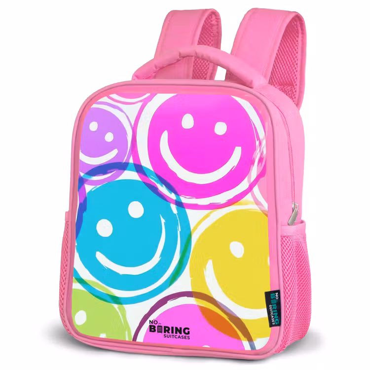 Kinderrugzak met naam - Roze - Kleurrijke glimlachexplosie β 6