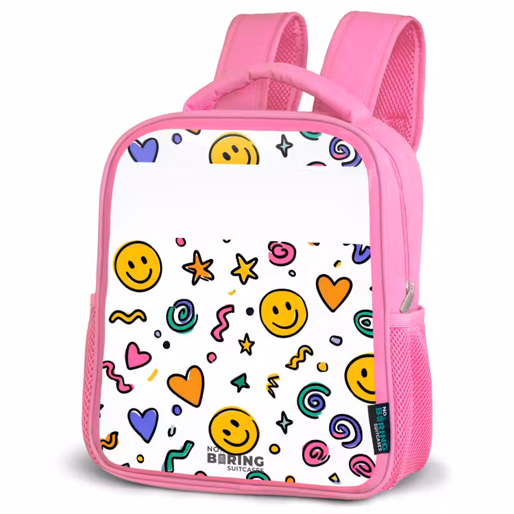 Kinderrugzak met naam - Roze - Smiley - Hartje - Ster — 6