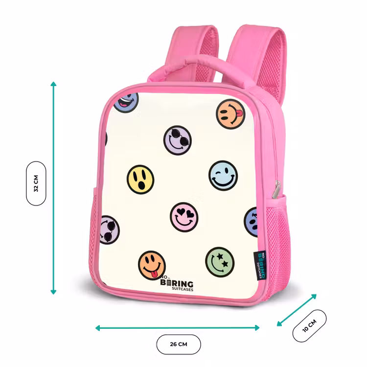 Kinderrugzak met naam - Roze - Speelse smiley-mix — 3