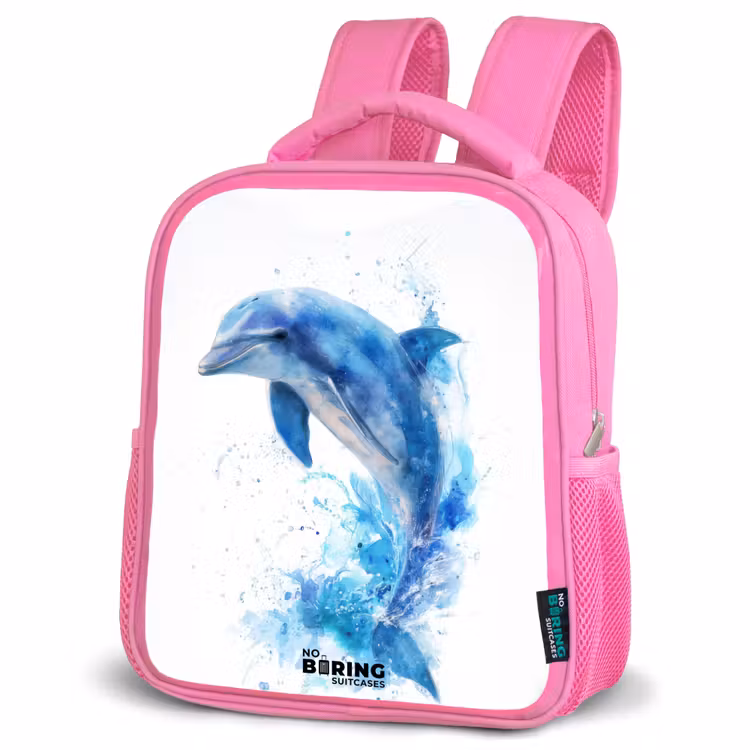 Kinderrugzak met naam - Roze - Springende blauwe dolfijn — 6