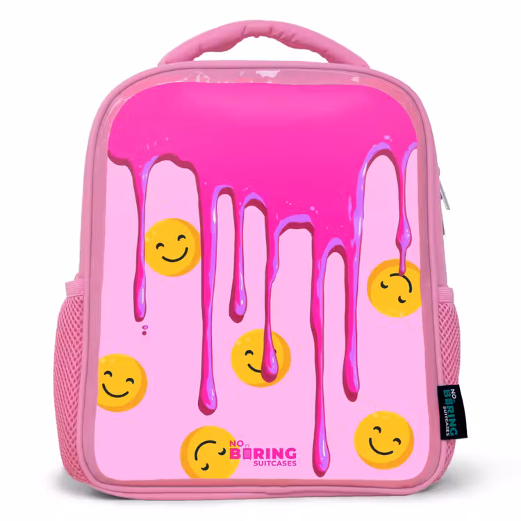 Kinderrugzak met naam - Roze - Verf - Smiley - Roze — 1