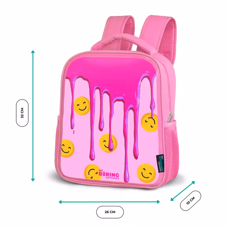 Kinderrugzak met naam - Roze - Verf - Smiley - Roze — 3