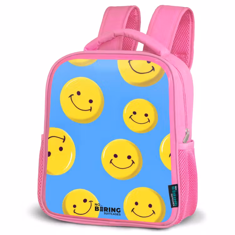 Kinderrugzak met naam - Roze - Vrolijke smileyregen — 6