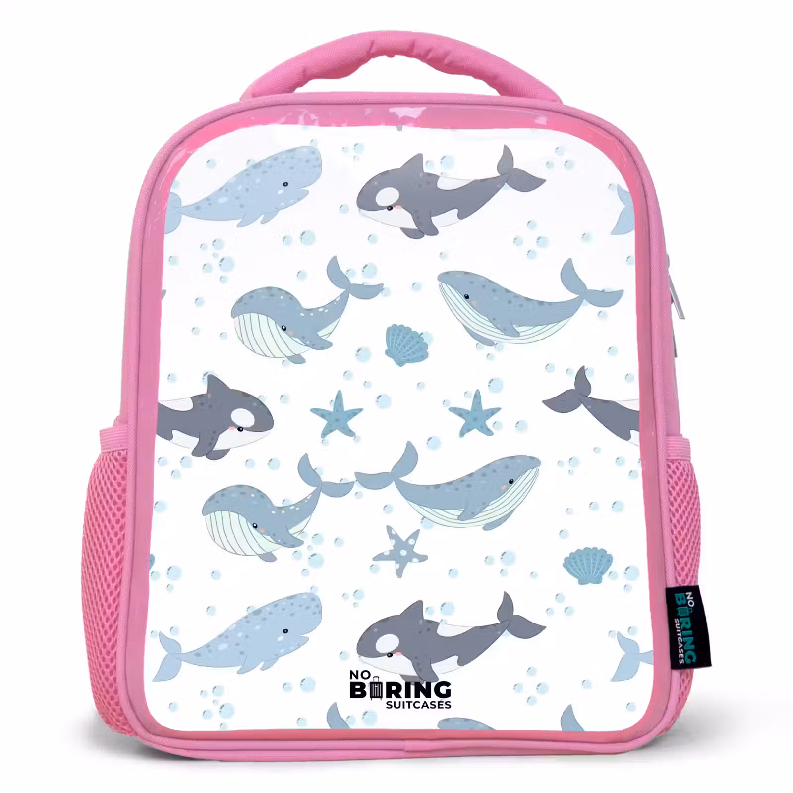 Kinderrugzak - Roze - Walvissen patroon met schelpen blauw — 1