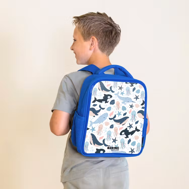 Kinderrugzak - Blauw - Oceaan dieren kleurrijk — 3