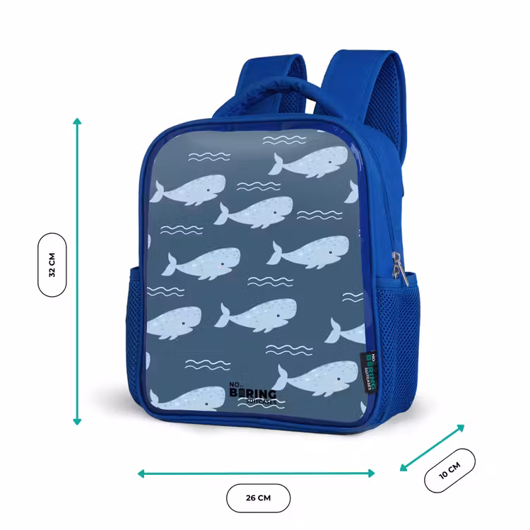 Kinderrugzak - Blauw - Walvis met golven patroon blauw — 6