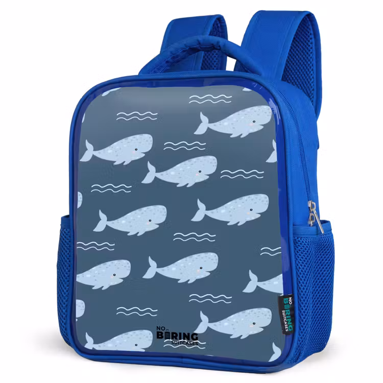 Kinderrugzak - Blauw - Walvis met golven patroon blauw — 9
