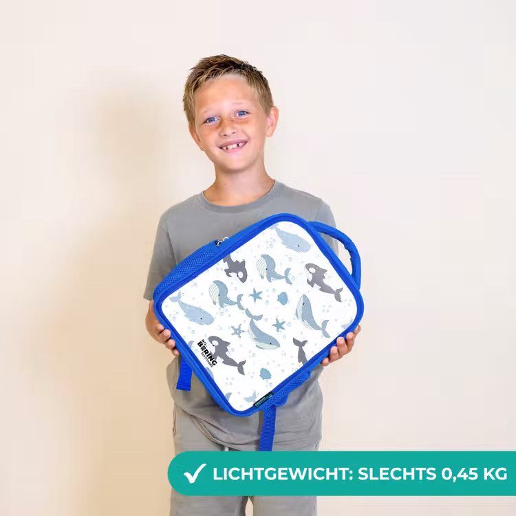 Kinderrugzak - Blauw - Walvissen patroon met schelpen blauw — 2