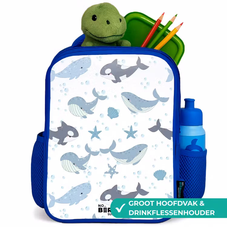 Kinderrugzak - Blauw - Walvissen patroon met schelpen blauw — 5