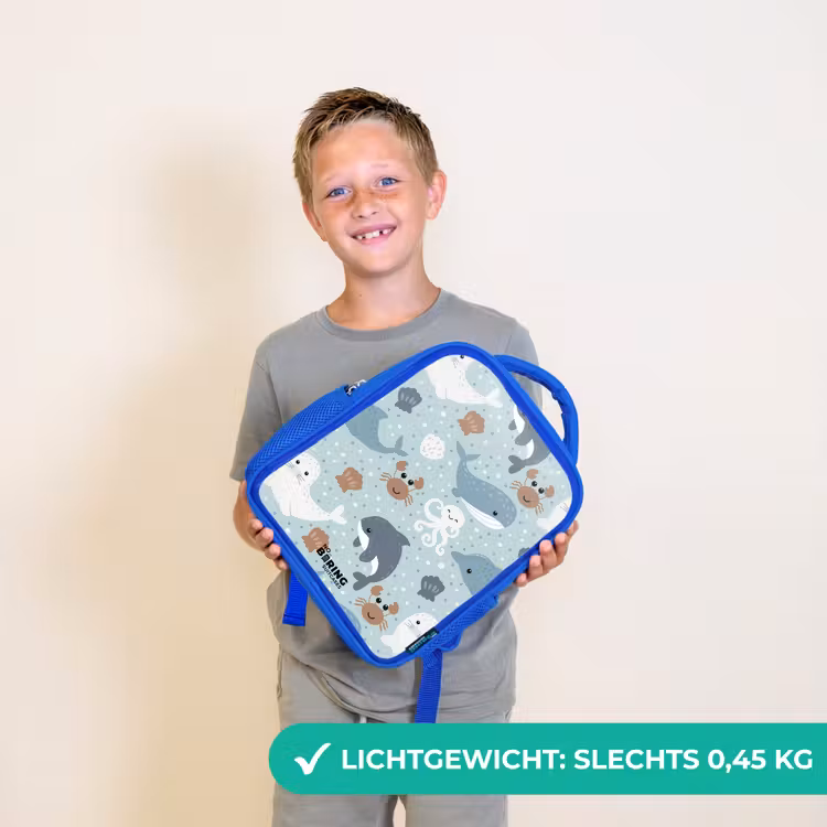 Kinderrugzak - Blauw - Zee dieren patroon kleurrijk — 2