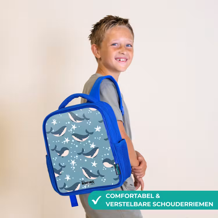 Kinderrugzak - Blauw - Walvissen met zeesterren patroon blauw — 4