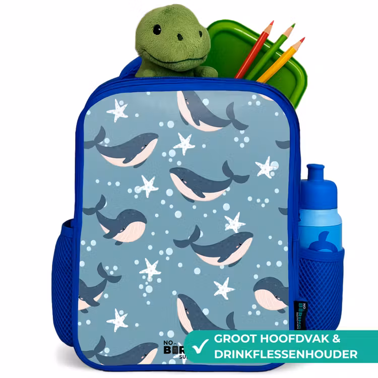 Kinderrugzak - Blauw - Walvissen met zeesterren patroon blauw — 5