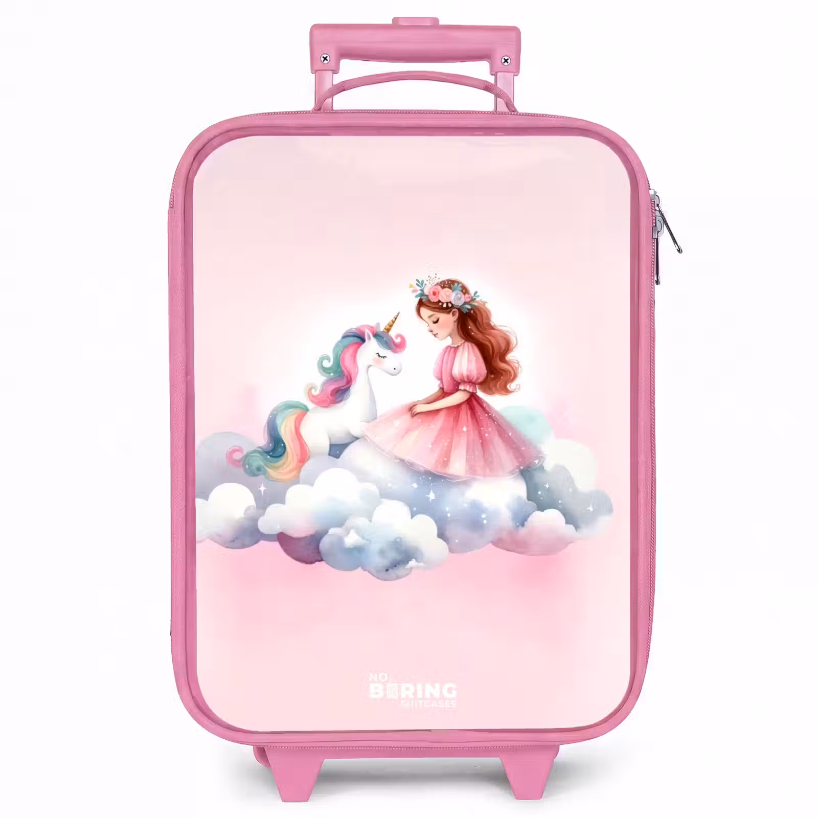 Kinderkoffer - Roze - Prinses en eenhoorn op een wolk — 1