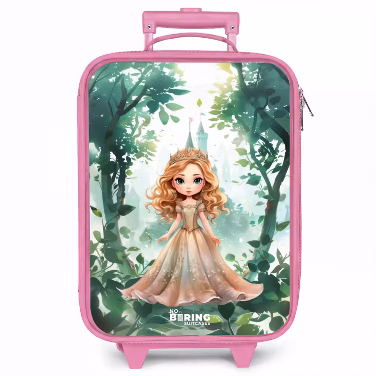 Kinderkoffer - Roze - Meisje met blond haar in het bos — 1