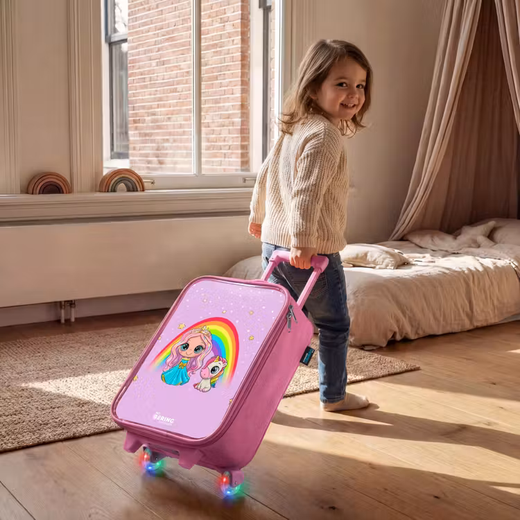 Kinderkoffer - Roze - Prinses en een eenhoorn bij een regenboog paars — 3