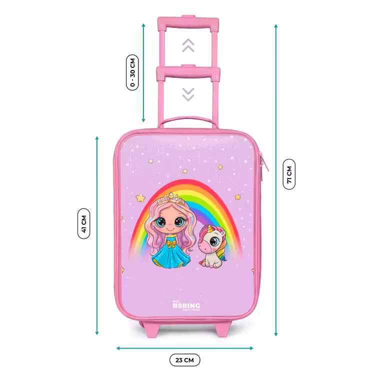 Kinderkoffer - Roze - Prinses en een eenhoorn bij een regenboog paars — 6
