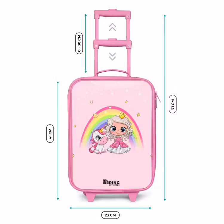 Kinderkoffer - Roze - Prinses en een eenhoorn bij een regenboog roze — 6
