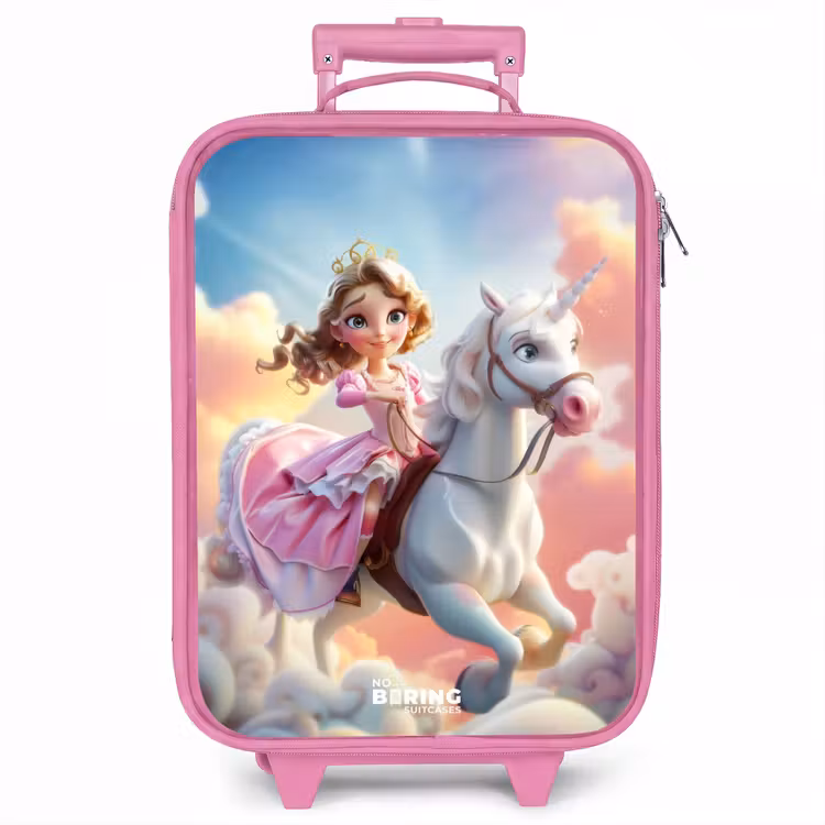 Kinderkoffer - Roze - Prinses met roze jurk op witte eenhoorn — 1