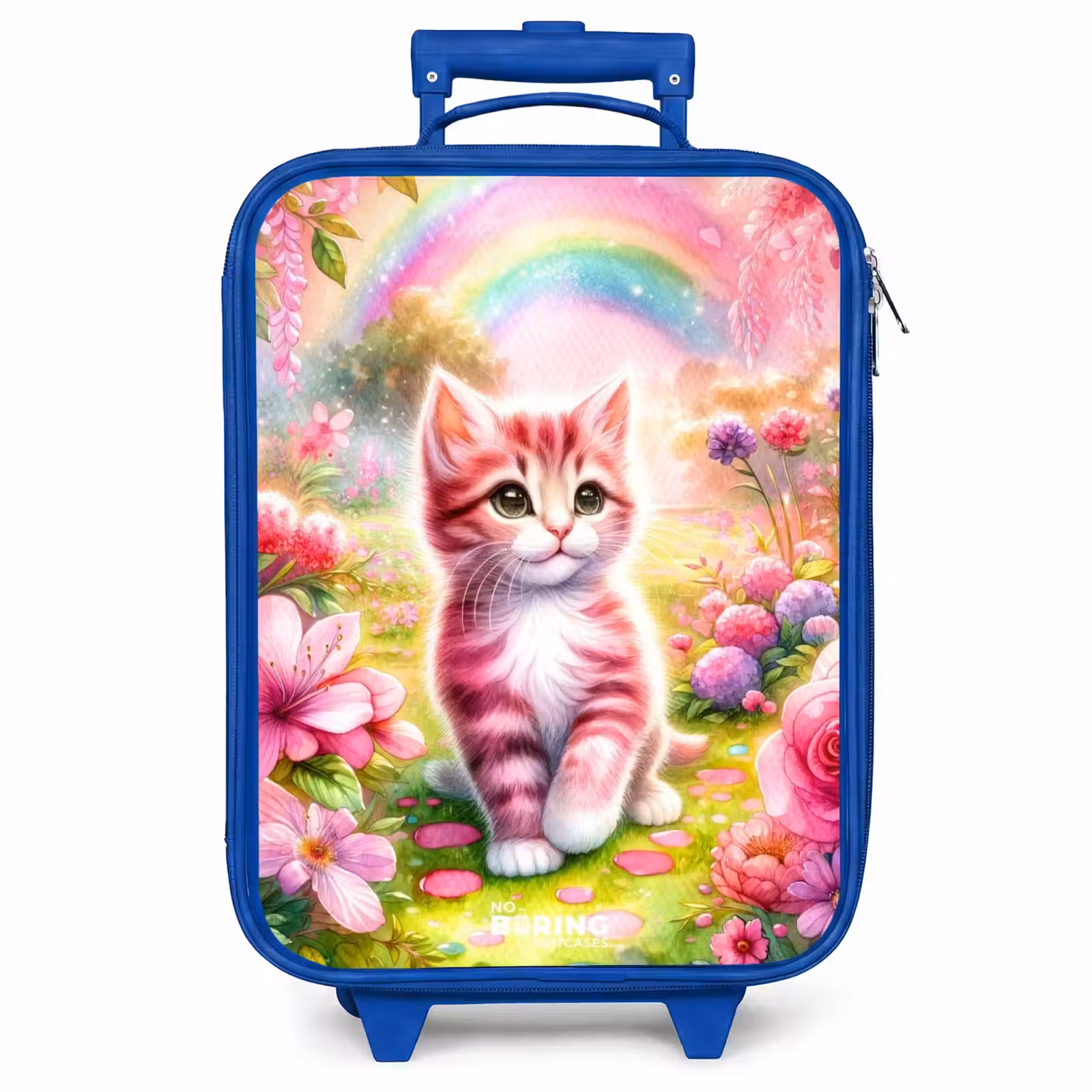 Kinderkoffer - Blauw - Kitten met regenboog en bloemen — 1