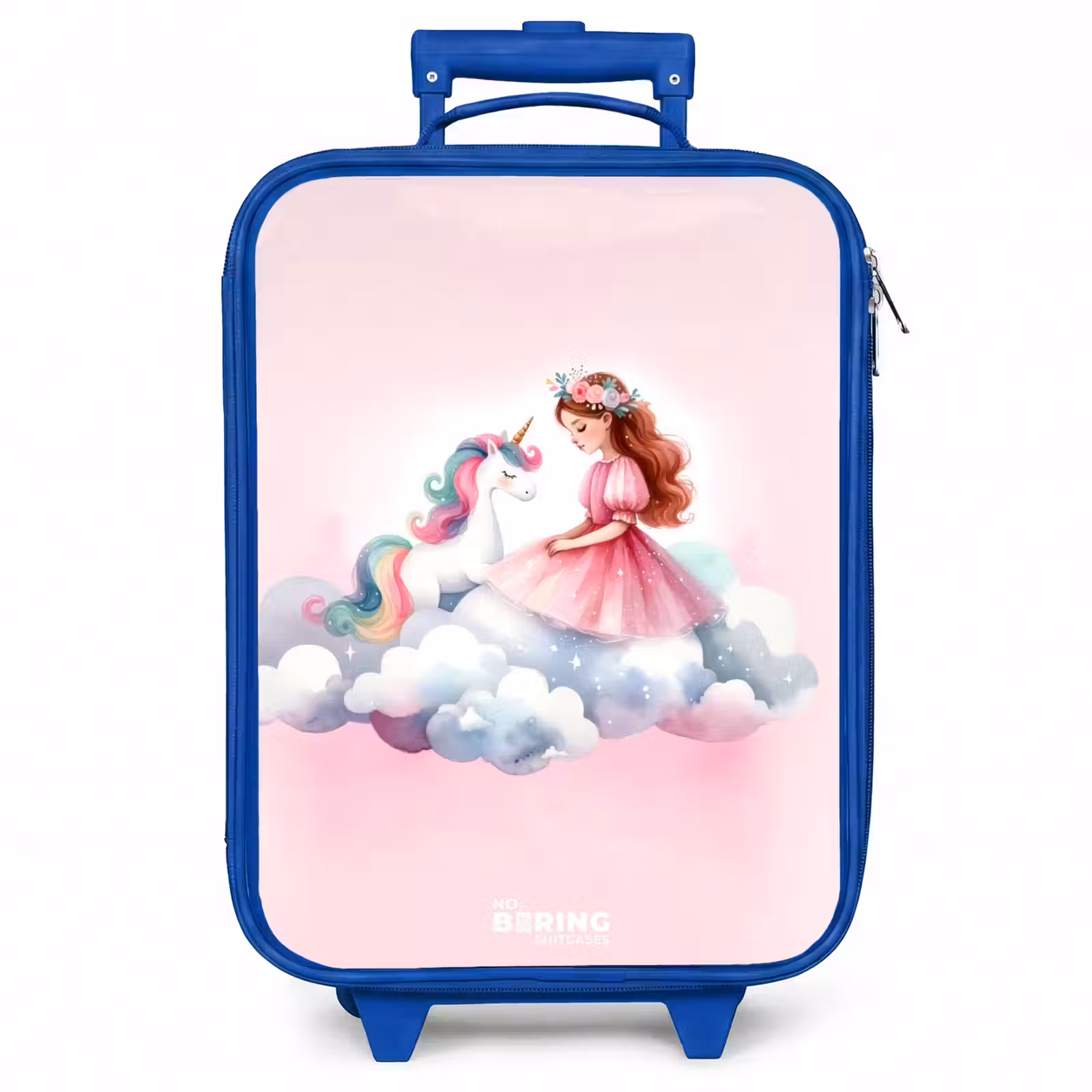Kinderkoffer - Blauw - Prinses en eenhoorn op een wolk — 1