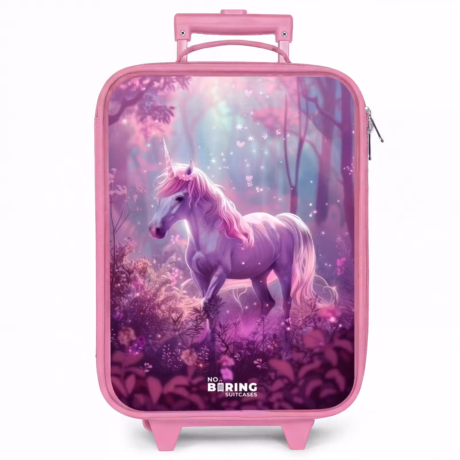 Kinderkoffer - Roze - Eenhoorn Omringd door Paarse Natuur — 1