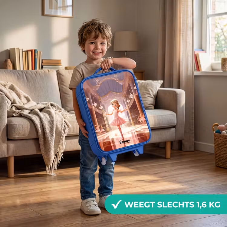 Kinderkoffer - Blauw - Dansende ballerina in een roze tutu — 2