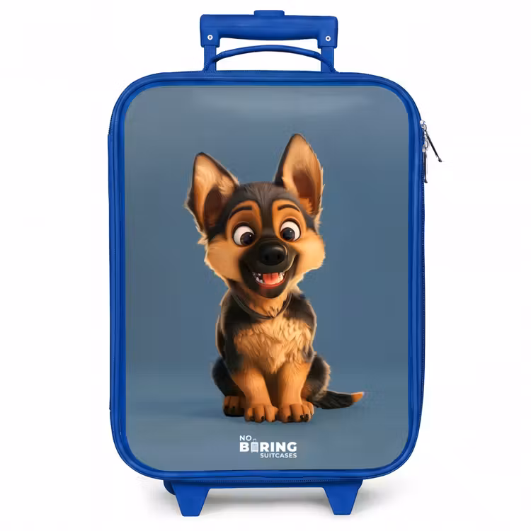 Kinderkoffer - Blauw - Portret van een herdershond puppy — 1