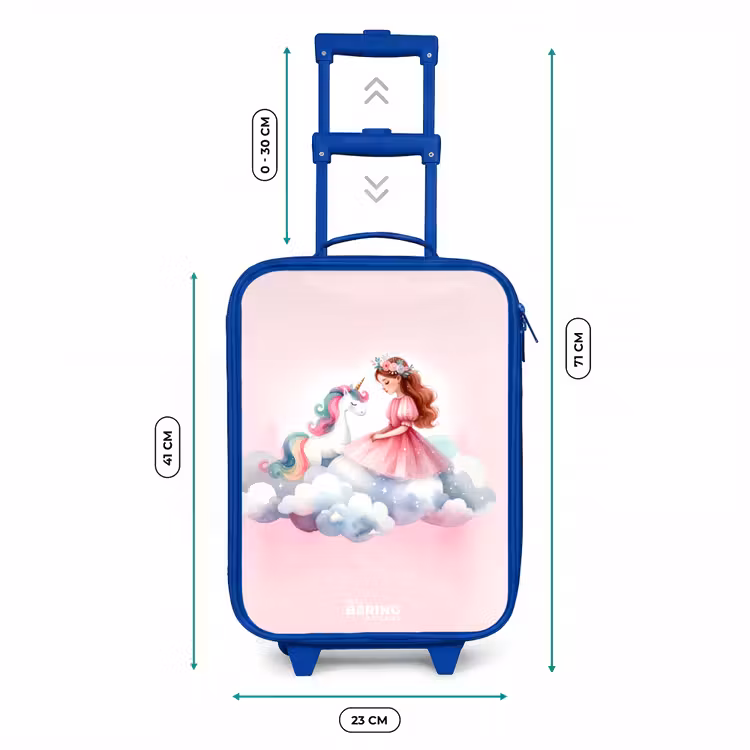 Kinderkoffer - Blauw - Prinses en eenhoorn op een wolk — 6