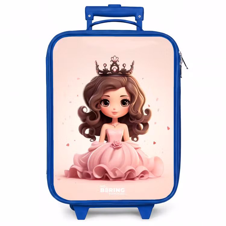 Kinderkoffer - Blauw - Prinses in een roze jurk met kroon — 1