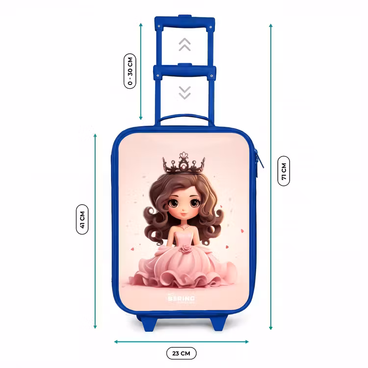 Kinderkoffer - Blauw - Prinses in een roze jurk met kroon — 6