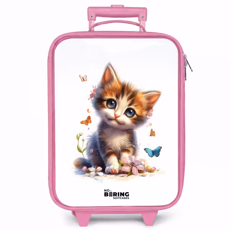 Kinderkoffer - Roze - Portret van een kitten omringd door vlinders — 1