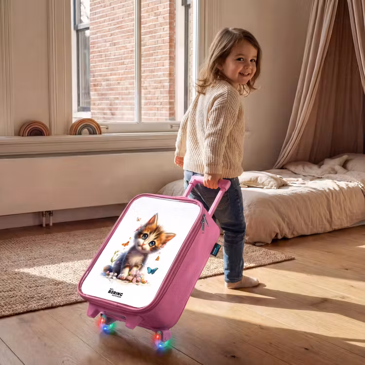 Kinderkoffer - Roze - Portret van een kitten omringd door vlinders — 3