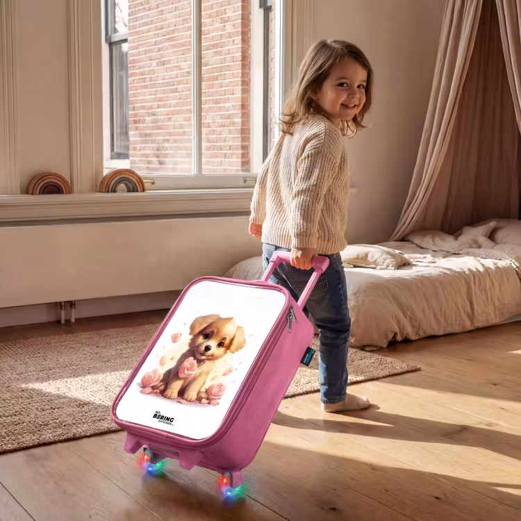 Kinderkoffer - Roze - Puppy met roze bloemen — 3