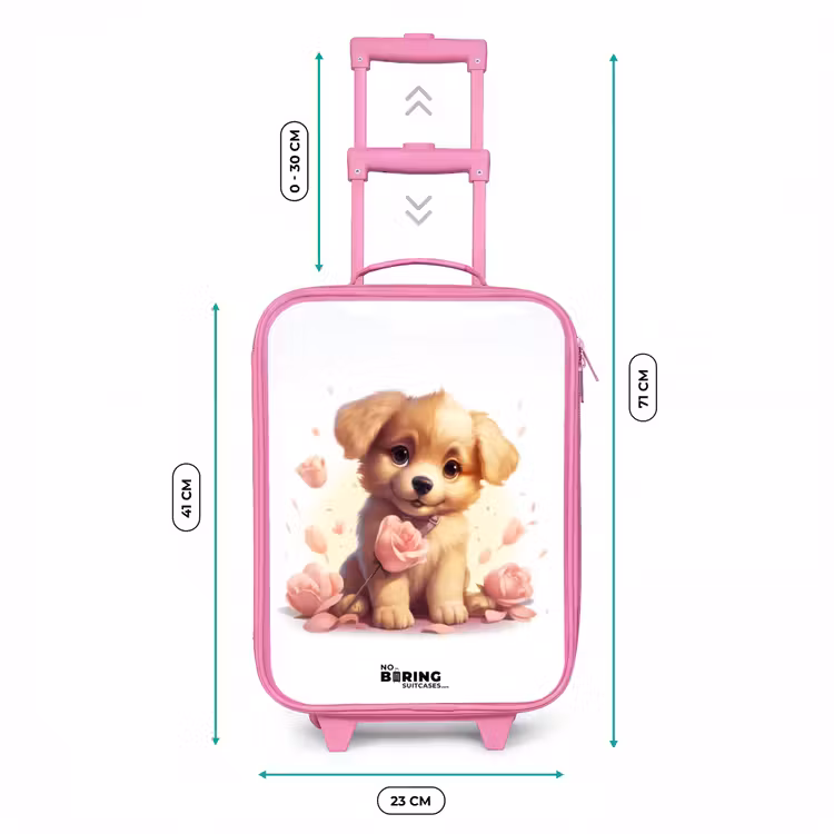 Kinderkoffer - Roze - Puppy met roze bloemen — 6