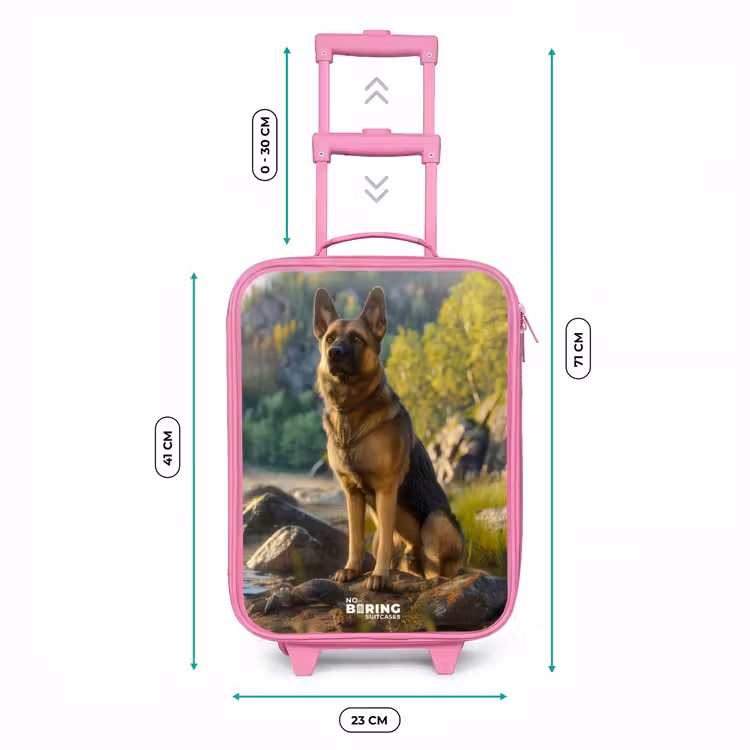Kinderkoffer - Roze - Wakende herdershond op de rotsen — 6