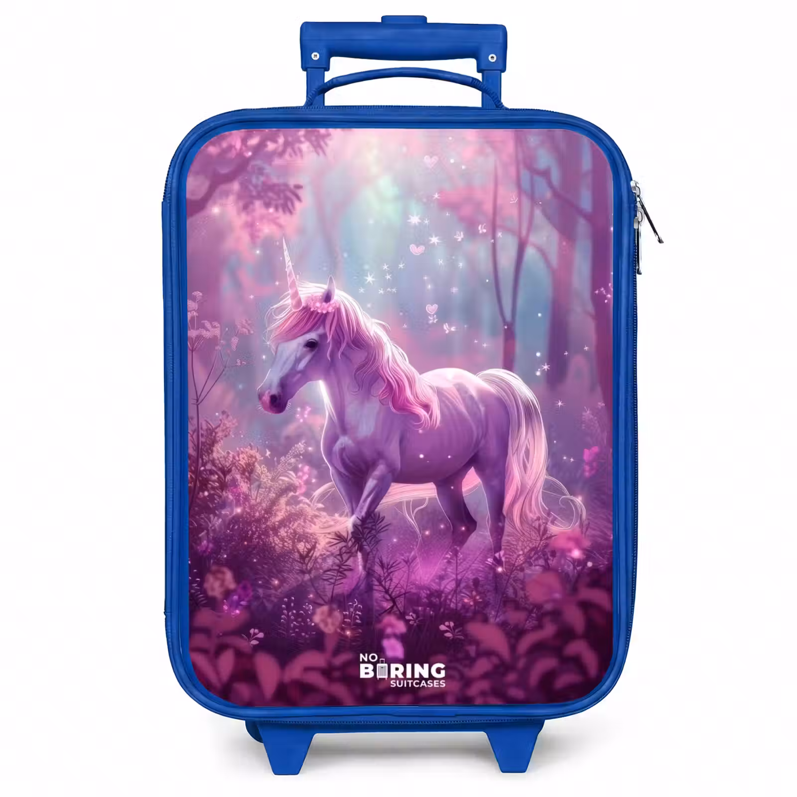 Kinderkoffer - Blauw - Eenhoorn Omringd door Paarse Natuur — 1