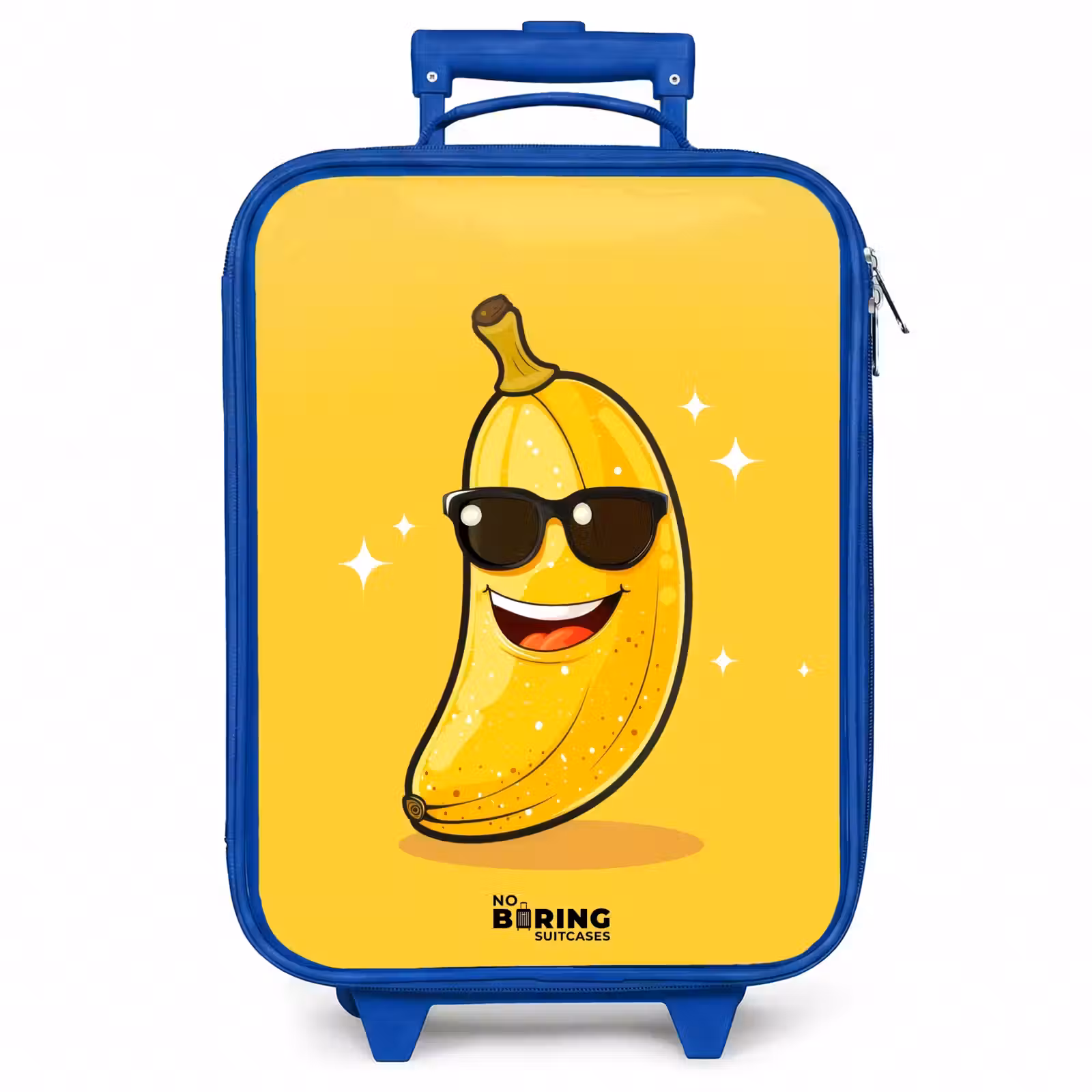 Kinderkoffer - Blauw - Lachende banaan met zwarte zonnebril — 1