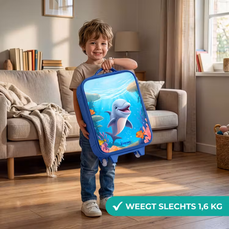 Kinderkoffer - Blauw - Dolfijn met tropische vissen en koraal — 2