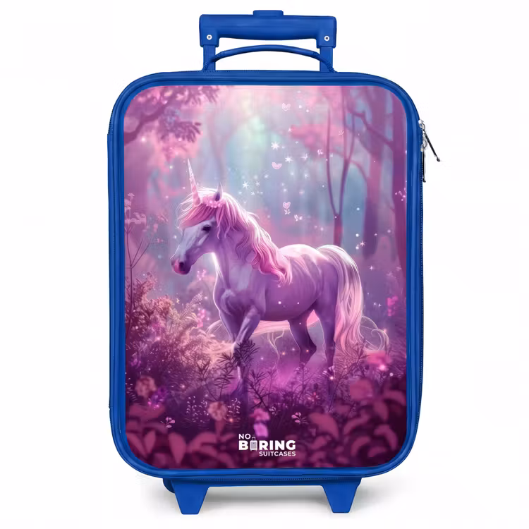 Kinderkoffer - Blauw - Eenhoorn Omringd door Paarse Natuur — 1