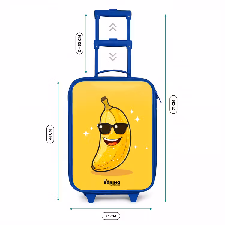 Kinderkoffer - Blauw - Lachende banaan met zwarte zonnebril — 6